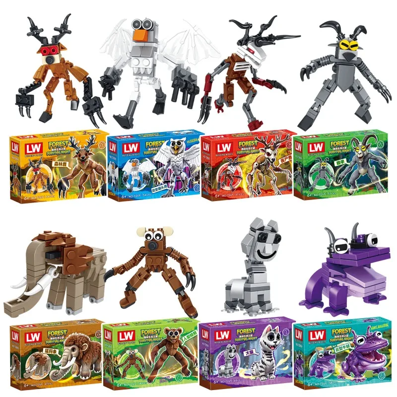 

Игра ужасов 99-ночей в лесу Олень Баран Сова Слепая коробка Креативные строительные блоки Модели DIY Сборка кирпичей Игрушки Подарки