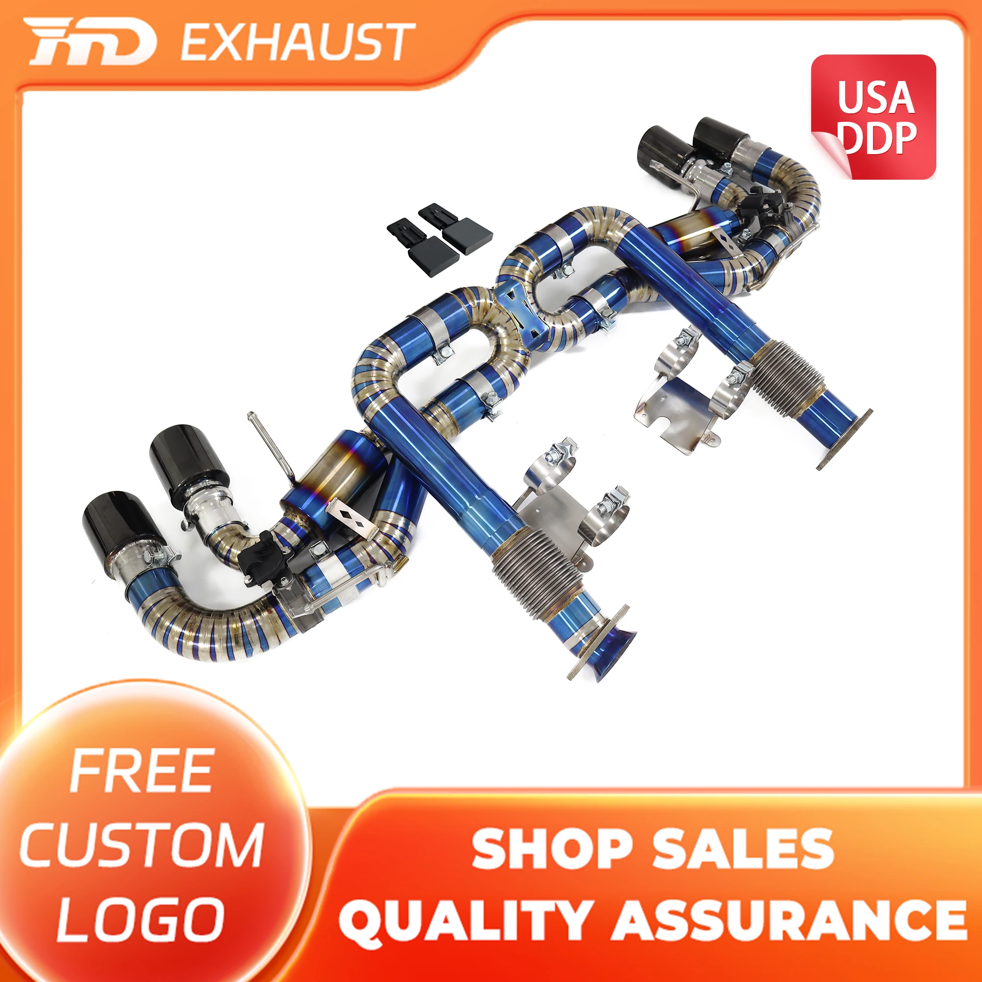 

HMD Hot Sales Titanium Exhaust Catback for Corvette C8 Original Car Valve With Jammer Muffler Tips