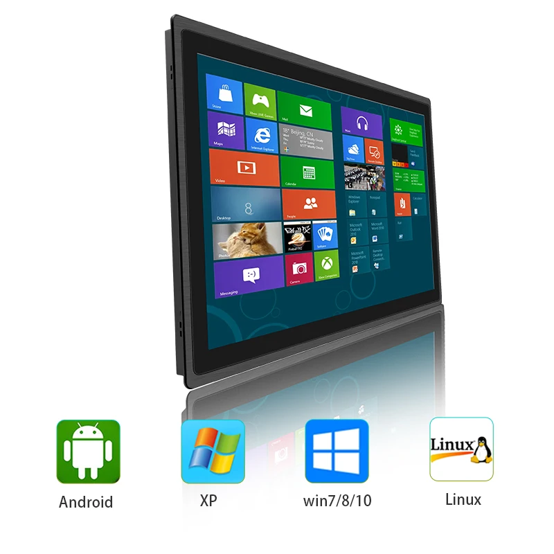 23.6 inch waterproof ip65 touchscreen display X86 all in one pc desktop computer industrial  with aluminum bezel