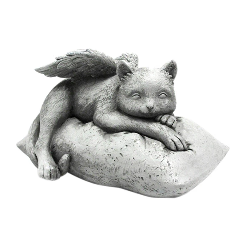 

Angel Cat Statue Creative Resin Pet Cat Tombstone Memorial Stone Outdoor Garden Animal Ornaments