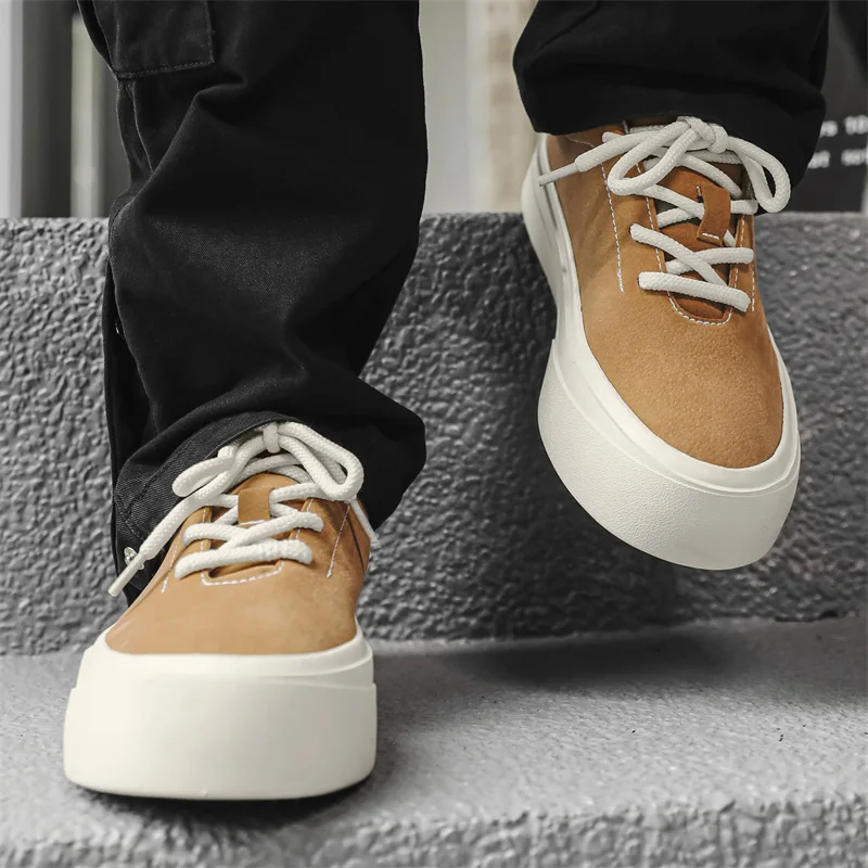 

Men's shoes 2026 new simple men's shoes thick soled low top trendy sports and leisure board shoes for men