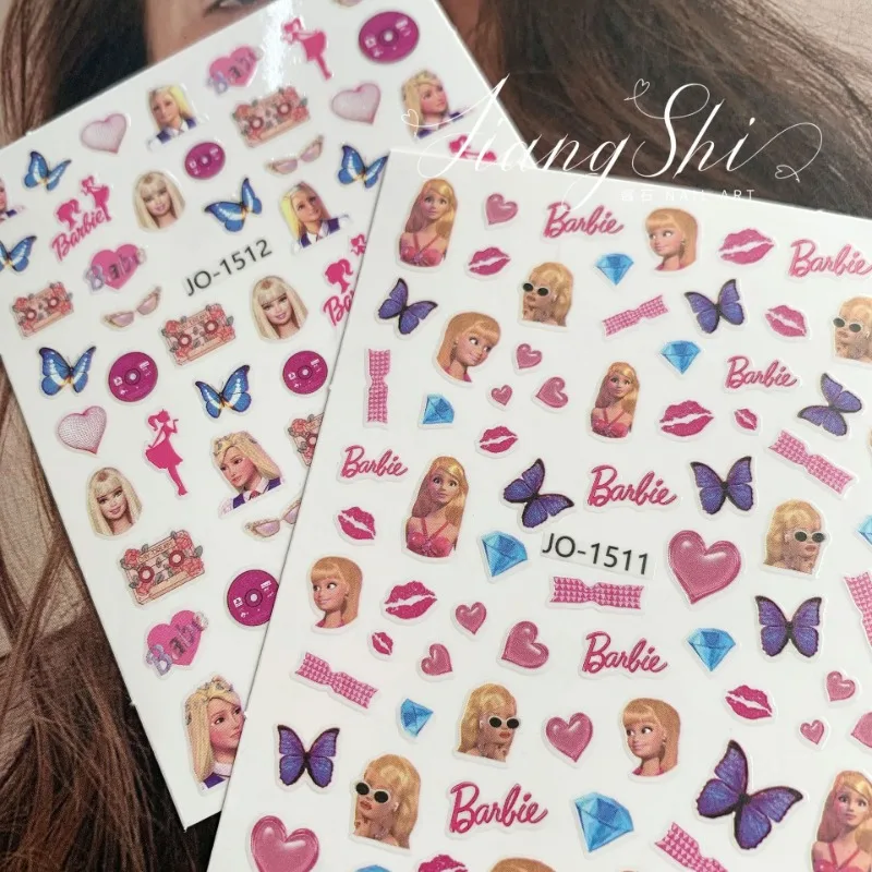 

3Pcs Barbie Ins Nail Art Stickers Sweet and Simple Long-lasting Adhesive Nail Sticker Cute Things for Girls