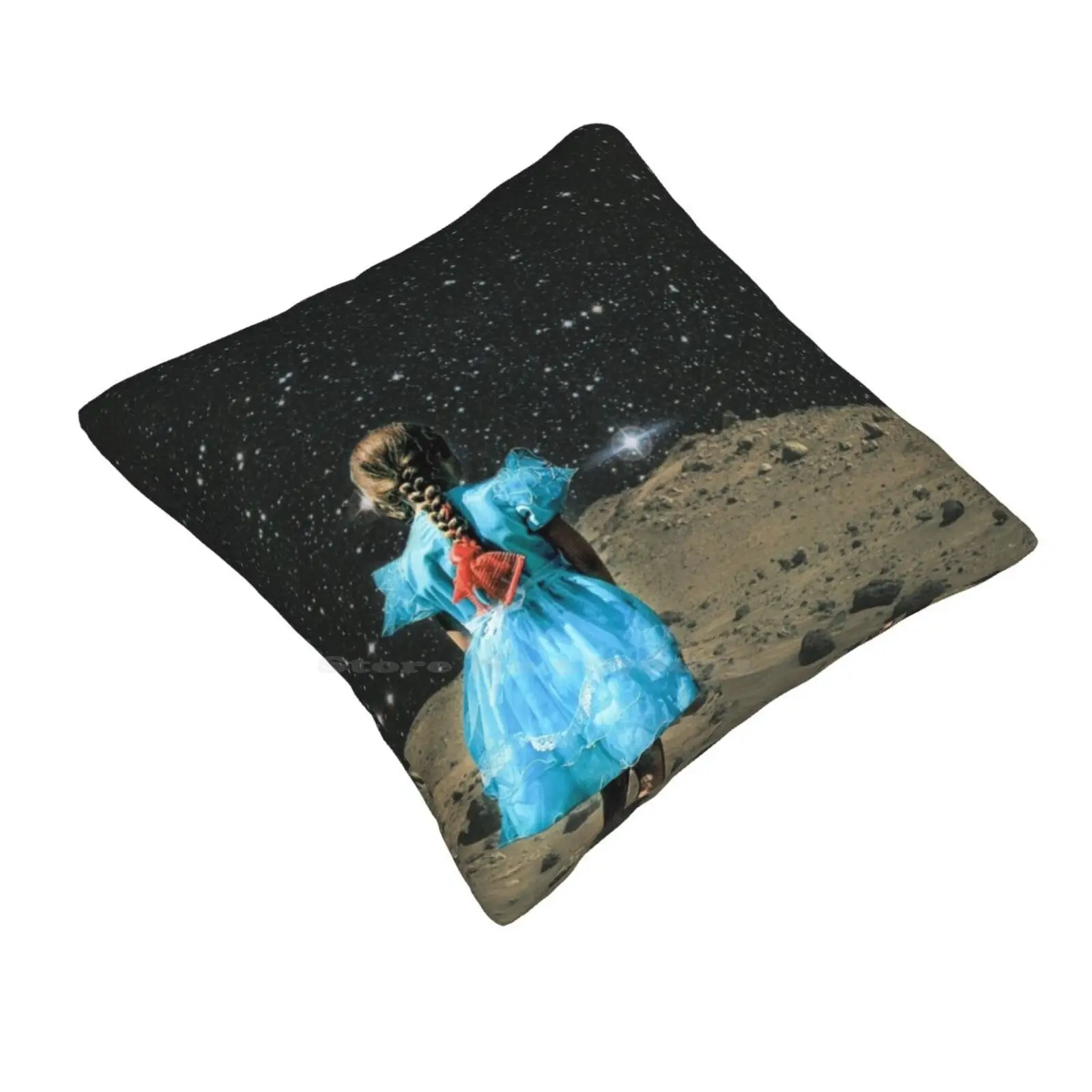 Space Girl Home Sofa Car Waist Throw Pillowcase Collage Art Girl Space Galaxy Planet Fashion Cut And Paste Stars Universe