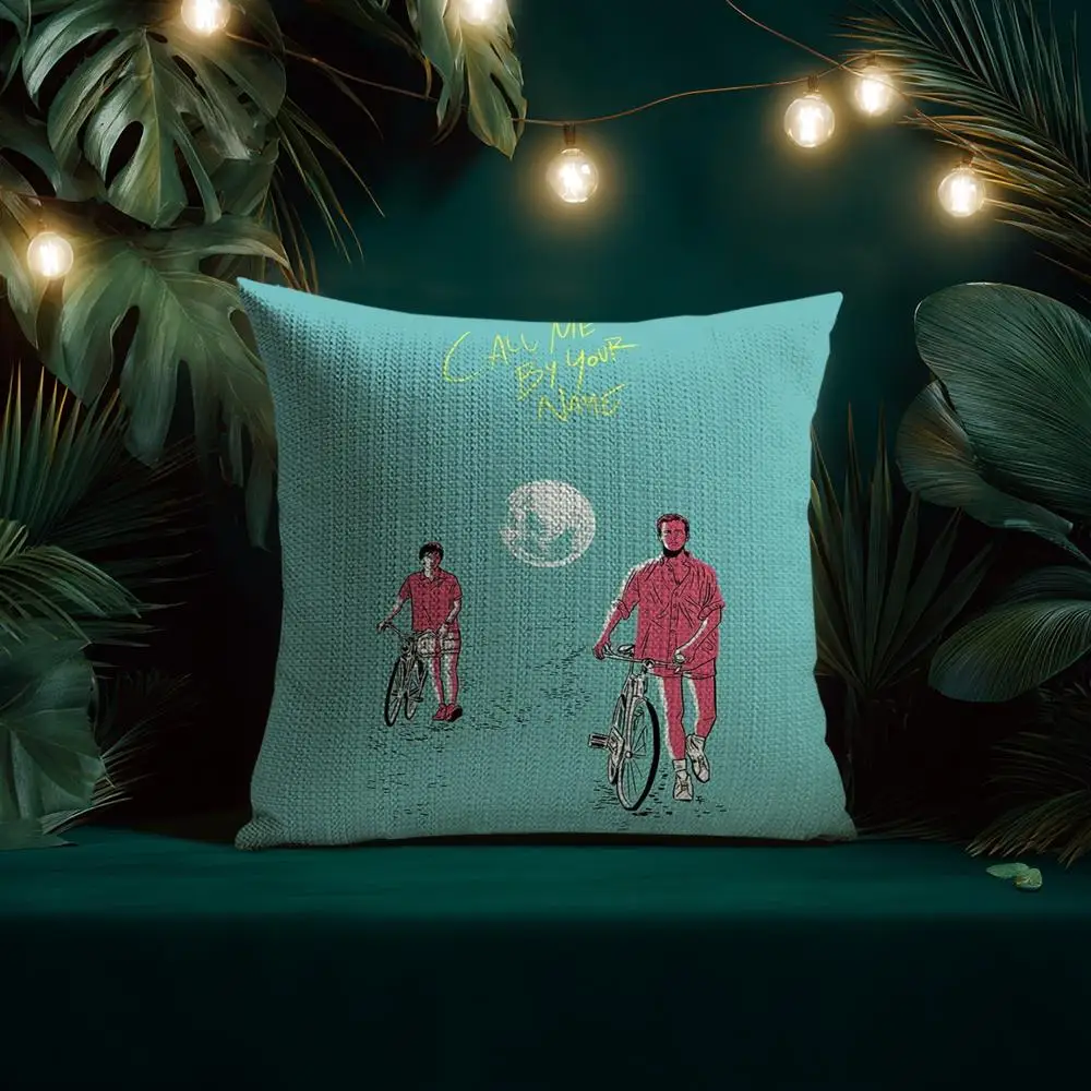 C-Call Me by Your Name كيس وسادة من قماش الكتان الطبيعي العضوي طباعة على الوجهين قابلة للتنفس مثالية للديكور المنزلي