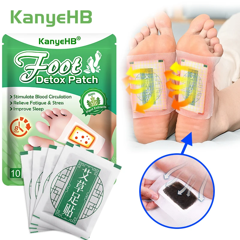 

10pc=1 Bag Bamboo Leaf Foot Detox Patches Relieve Stress Improve Sleep Relieve Fatigue Foot Care Wormwood Foot Plaster W015