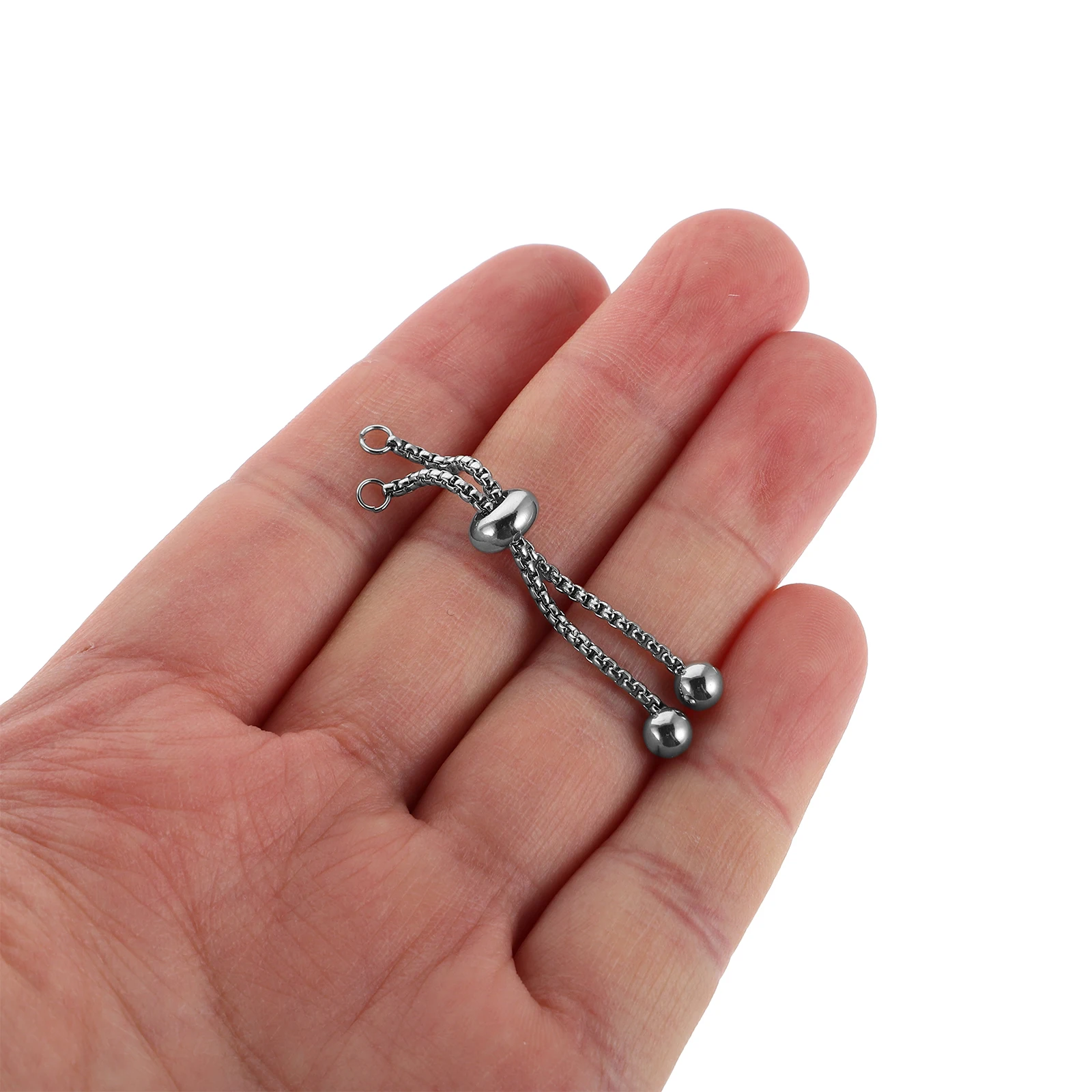 

Stainless Steel Push and Pull Bracelet Adjustable Chain Slider Extender with Ball Ends