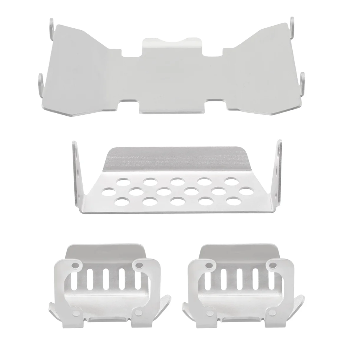 ABMW-Stainless Steel Front Bumper Lower + Axle + Mount Protection Skid Plate Set for 1/10 RC Crawler AXIAL SCX10 II 90046 900