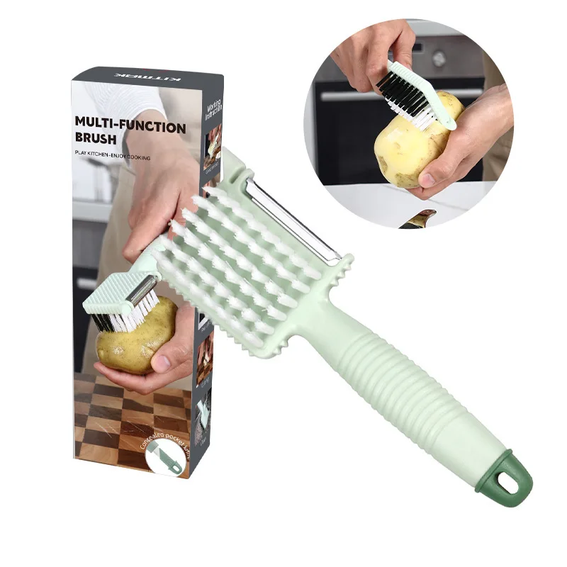 

Melon planer 3-in-1 Fruit planer Kitchen multi-functional vegetable planer with brush and knife peeler