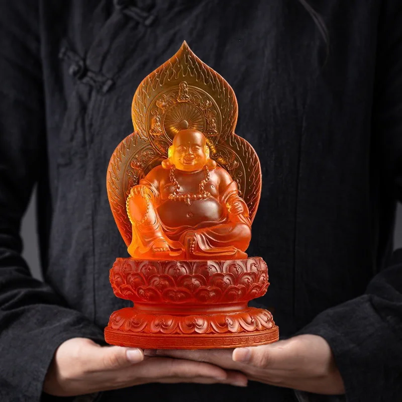 Resin Large Laughing Buddha sculptures statue Chinese Buddhist figures Home Living Room Office Wealth Luck Feng Shui Decor view 4