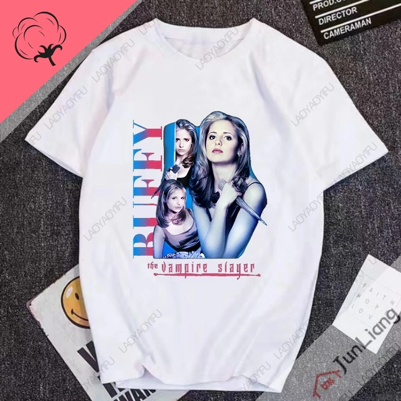 لوك بيري المرأة تي شيرت بافي قمصان رجالية قاتل مصاص الدماء الشارع الشهير 100% القطن مانغا Y2k ملابس رجالي قصيرة الأكمام المحملة