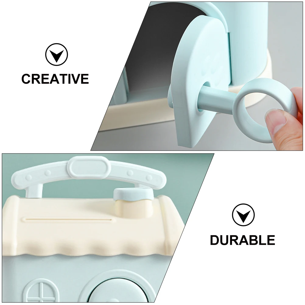 

1Pcs Cartoon Piggy Bank House Shape Blue Creative Coin Storage Pot Kid Money Saving Jar Bedroom Decoration Money Pot