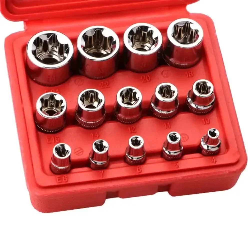 Krachtige 14Pcs E Torx Star Female Bit Socket Set 1/2\