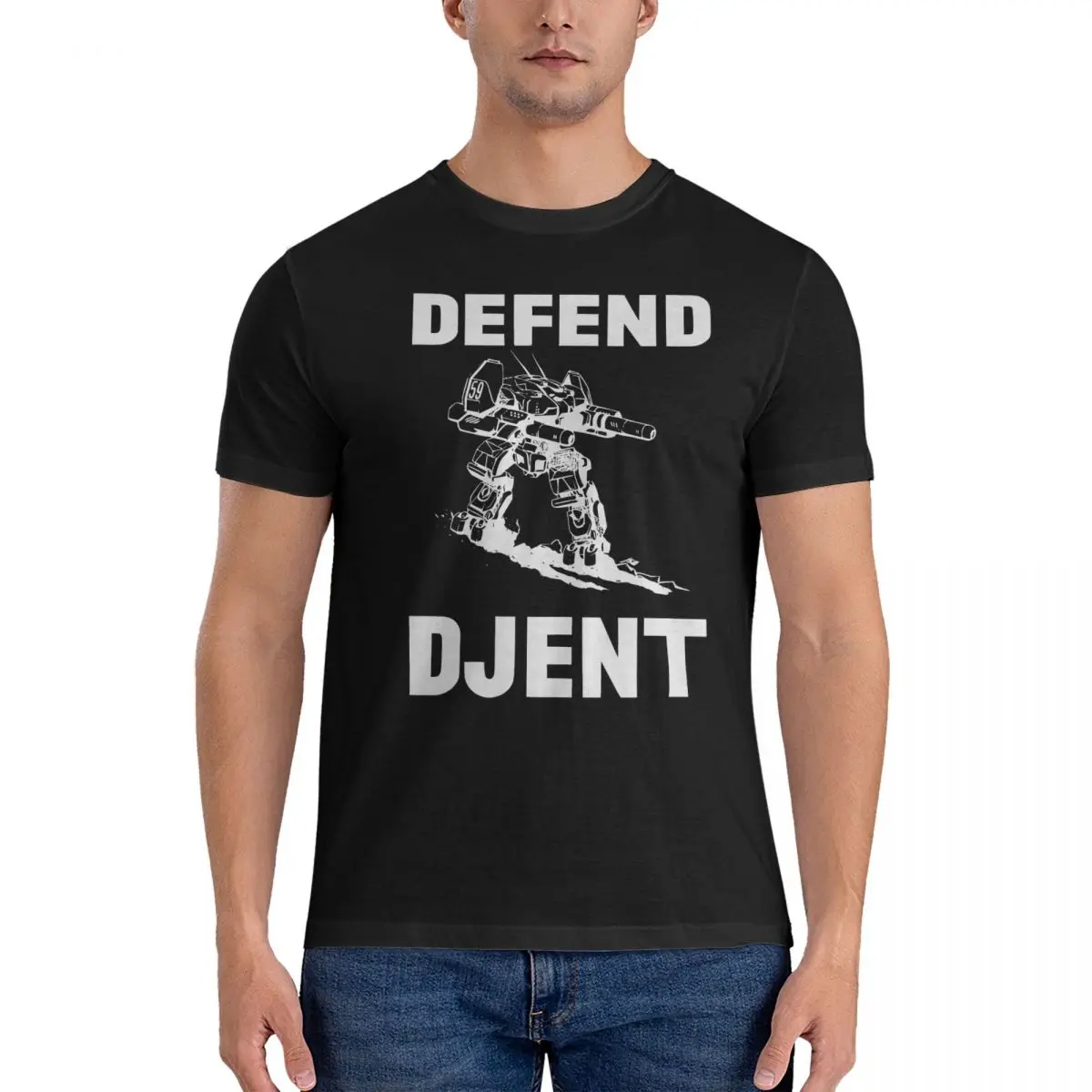 Defend Robo T Shirt for Men 100% Cotton Vintage T-Shirt Round Neck Djent Tee Shirt Short Sleeve Clothing Classic