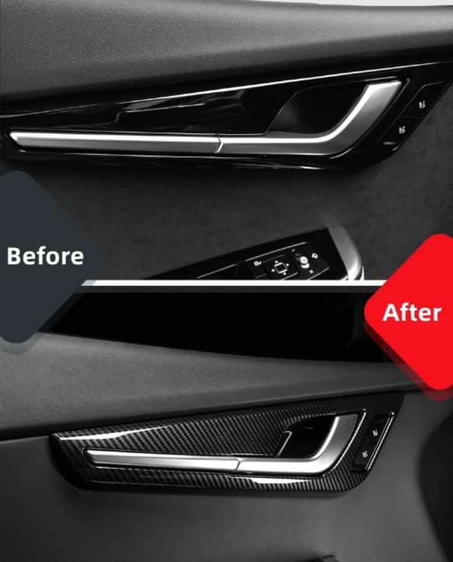 4PCS Door Panel Protect Decoration Cover for Kia EV6 2022 2023 2024 ABS Carbonfiber Pattern Door Stripe Cover EV6 Accessories