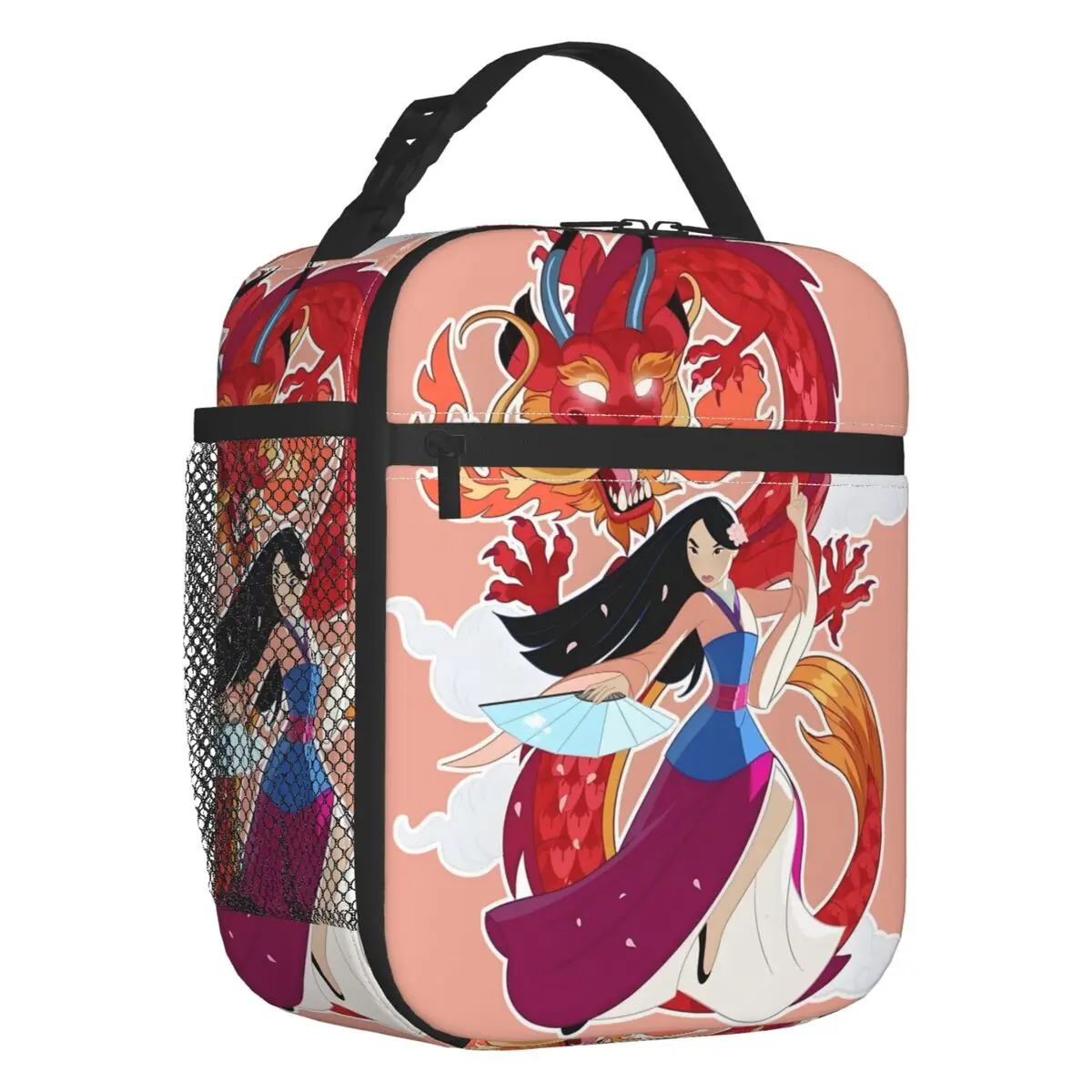 

Custom Mulan Insulated Lunch Bag for Work School Brave Hero Cute Princess Pattern Leakproof Cooler Thermal Lunch Box
