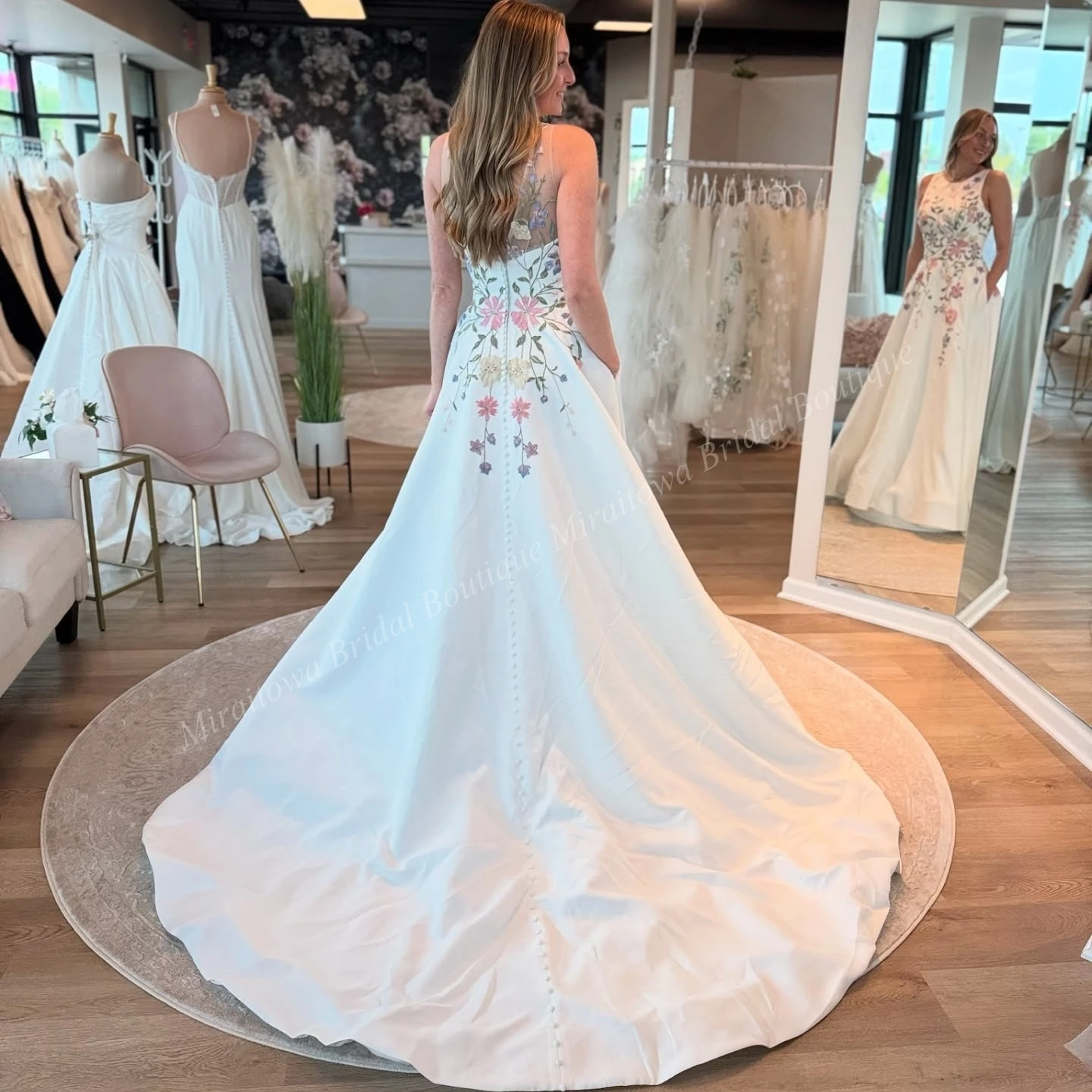 정원 야외 결혼식 드레스 봄 축하 다채로운 3D 꽃 성 신부 리셉션 약혼 가운 신부 맞춤