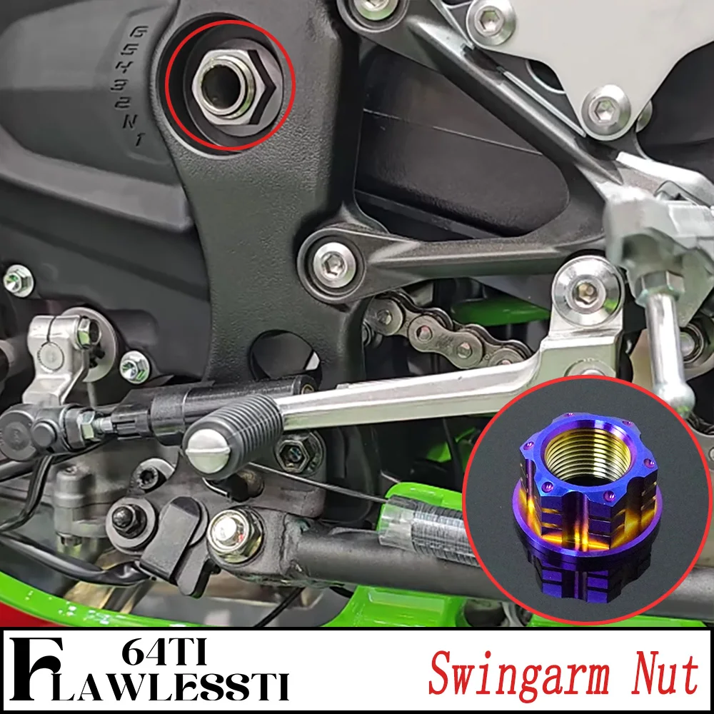 FLAWLESSTI Gr5 Titanium Bolt Rear Fender Pipe Cover Chain Bolt Swingarm Sprocket Rear Axle Nut For Kawasaki ZX-6R