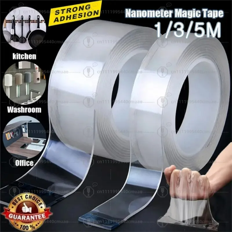 1-5M double-sided nano tape transparent strong adhesive multi-purpose reusable waterproof double-sided tape