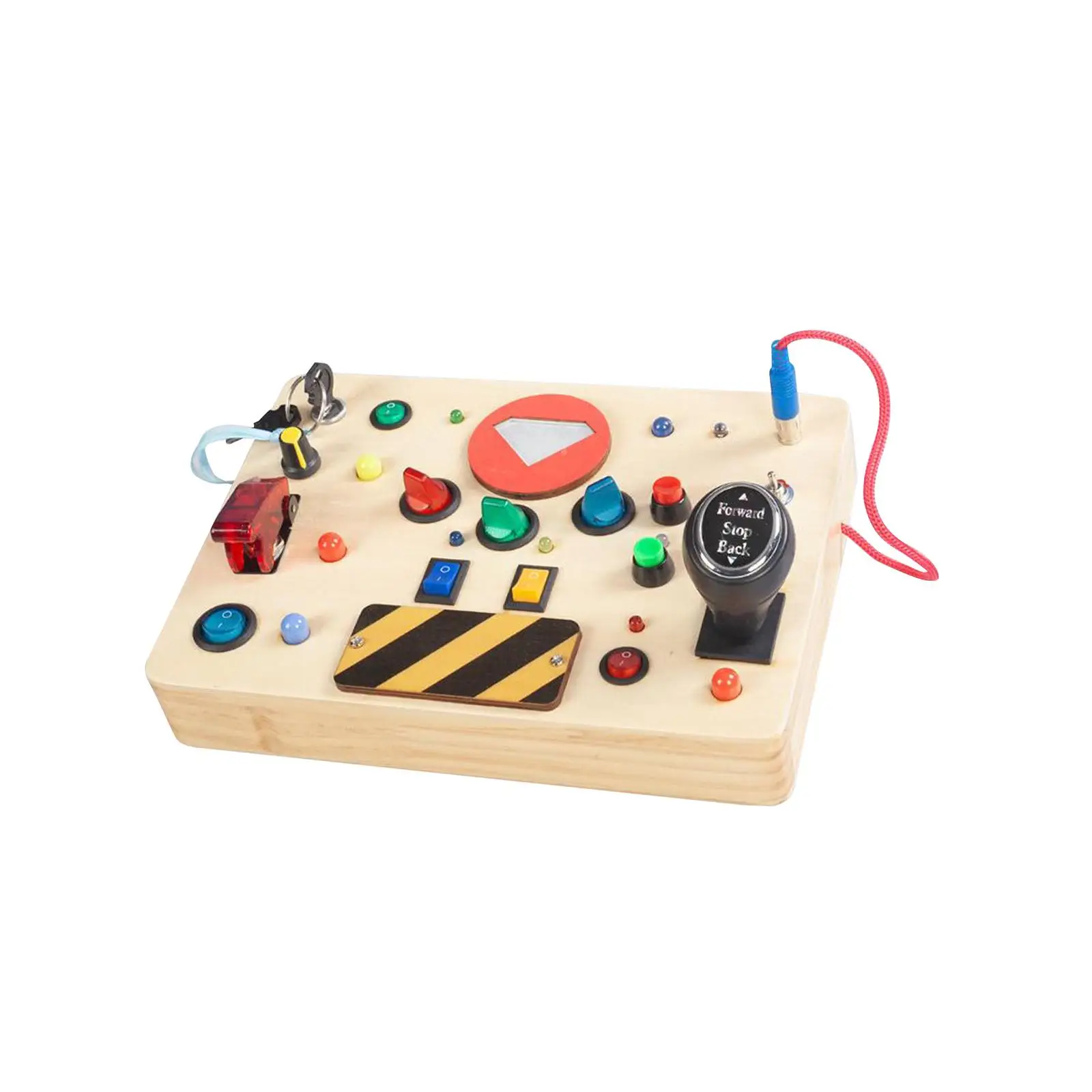 LED Switch Board Practical Skill Wood Busy Board Sensory Toy for Boys Girls