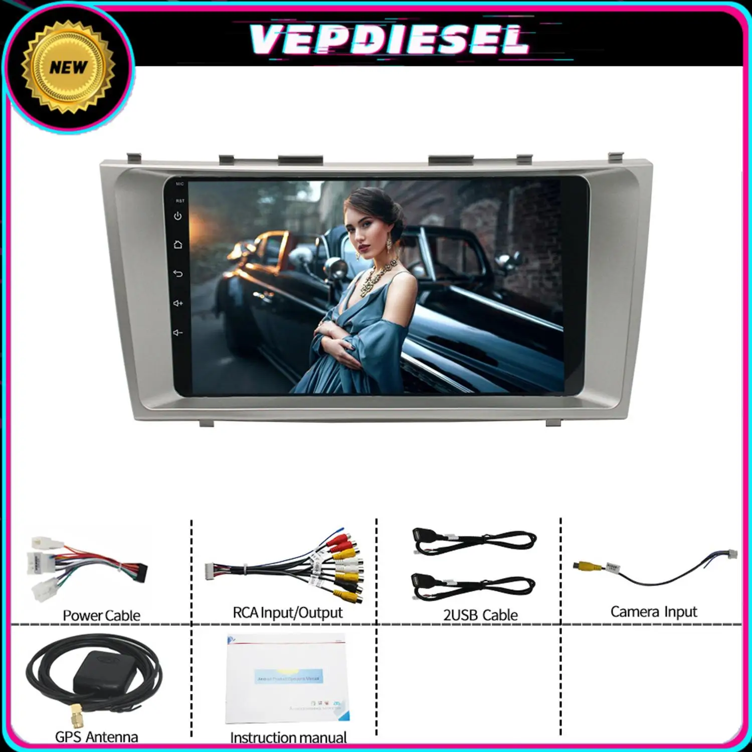 

9" Car Stereo Radio For Toyota Camry 2007-2011 2.5D Capacitive Touch Screen 1G 16G CarPlay Android Auto Player GPS Navigation