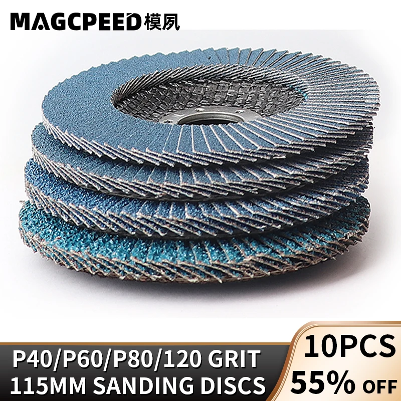 

115mm 4.5" Angle Grinder Sanding Flap Discs Quality Polished Disc 40/60/80/120 Grit for Metal Plastic Wood Removal Abrasive Tool