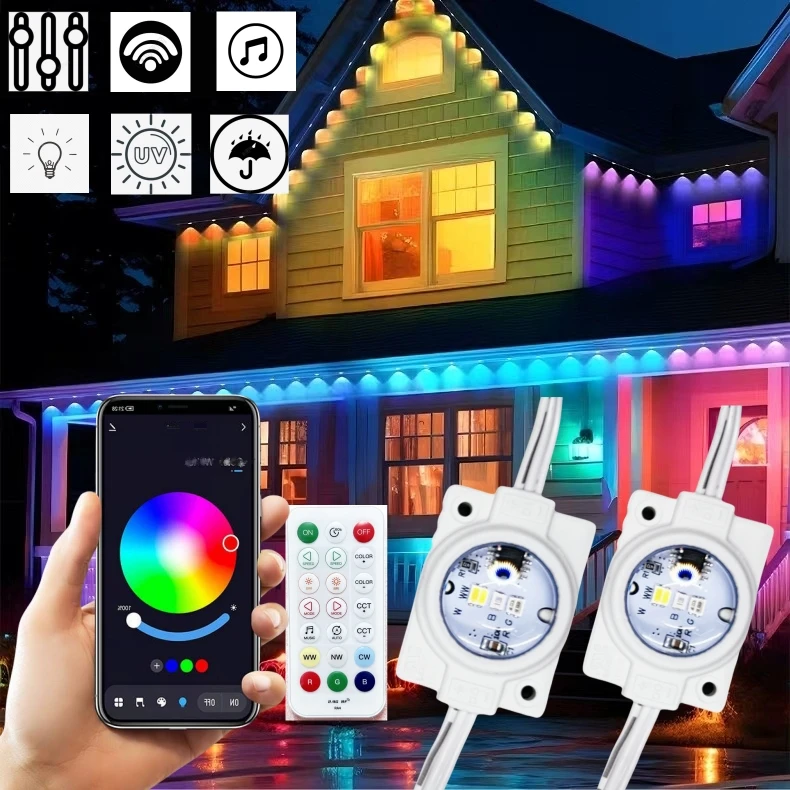 

Easter Christmas Holiday Outdoor Decoration 108FT RGBW Smart Strip Lights 72LEDs Remote Control APP Permanent Outdoor Lights
