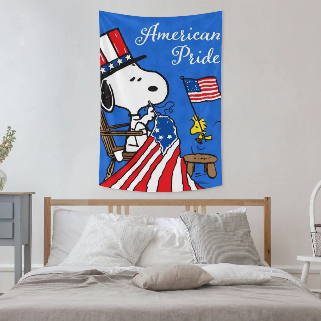 Tapiz de tela de maní Snoopy para artículos de decoración de pared, dormitorio y habitación