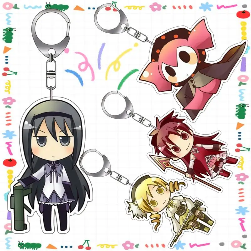Llavero Acrílico de Anime para Puella Magi Madoka Magica, Kyoko Sakura, Cha