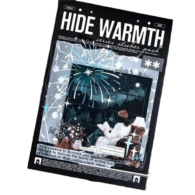 10Sheets Background Hidden Warmth Window Scene Handbook Decoration Stickers Supplies package Scrapbook cut Material 157*95mm