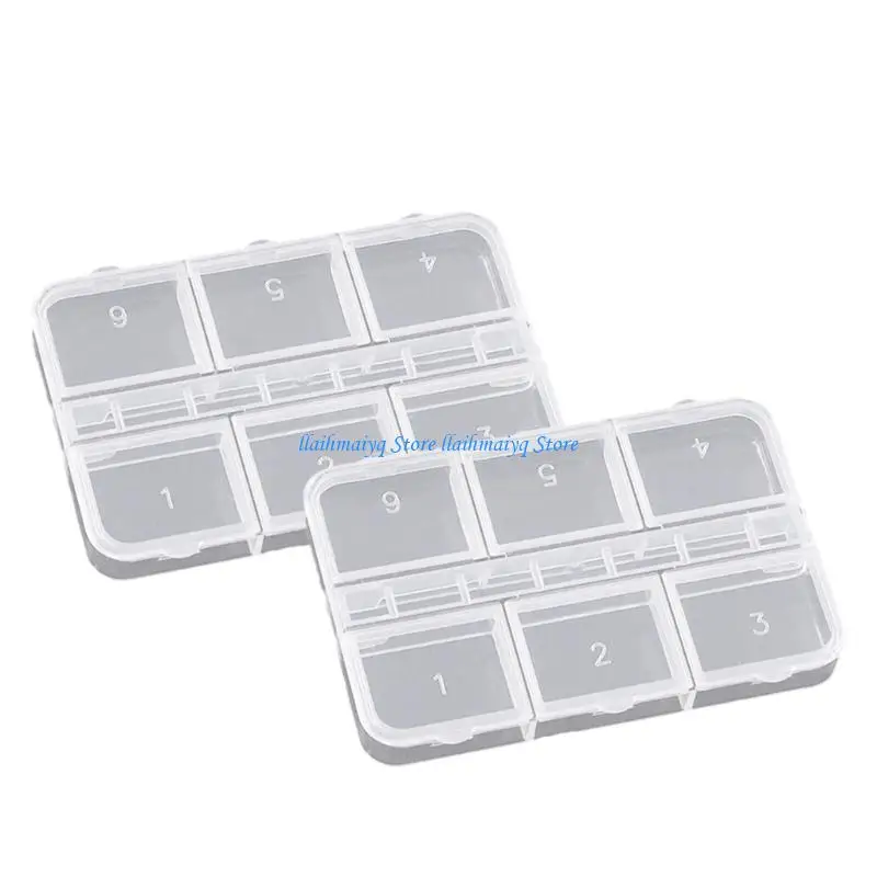 573B Clear Multi Functional Organizers Case 6 Divider Spaces Jewelry Bead Sorting Essential Tool