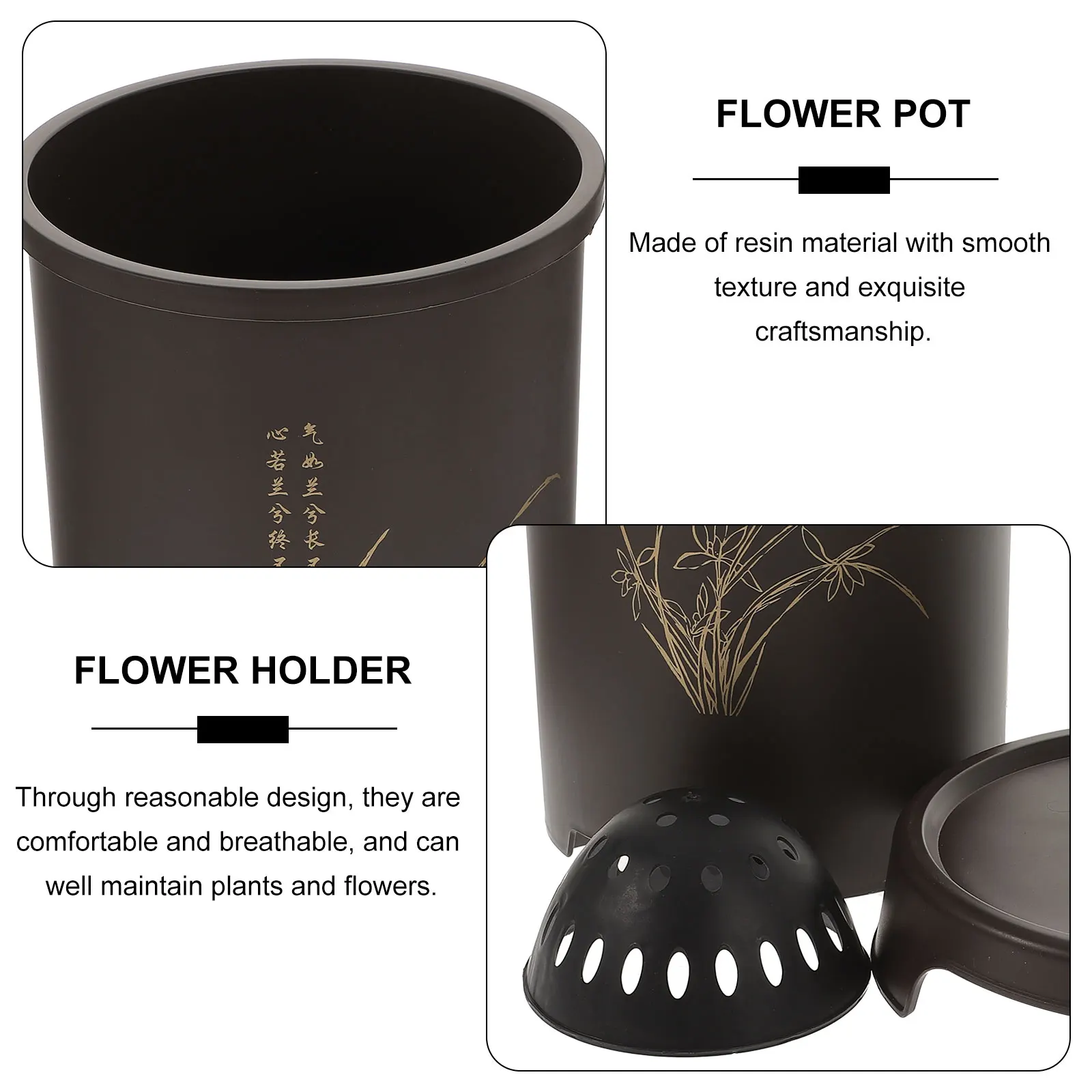 

1 Set Resin Orchid Flower Pots With Tray Ventilated Water Filtering Planters For Indoor Outdoor Decorative Household Flowerpots