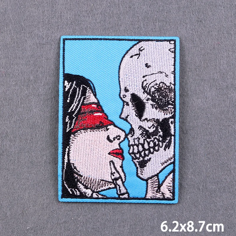 Skull Iron On Patches For Clothing Thermoadhesive Patches On Clothes Sticker Badges Stripes DIY Embroidery Fusible Patch