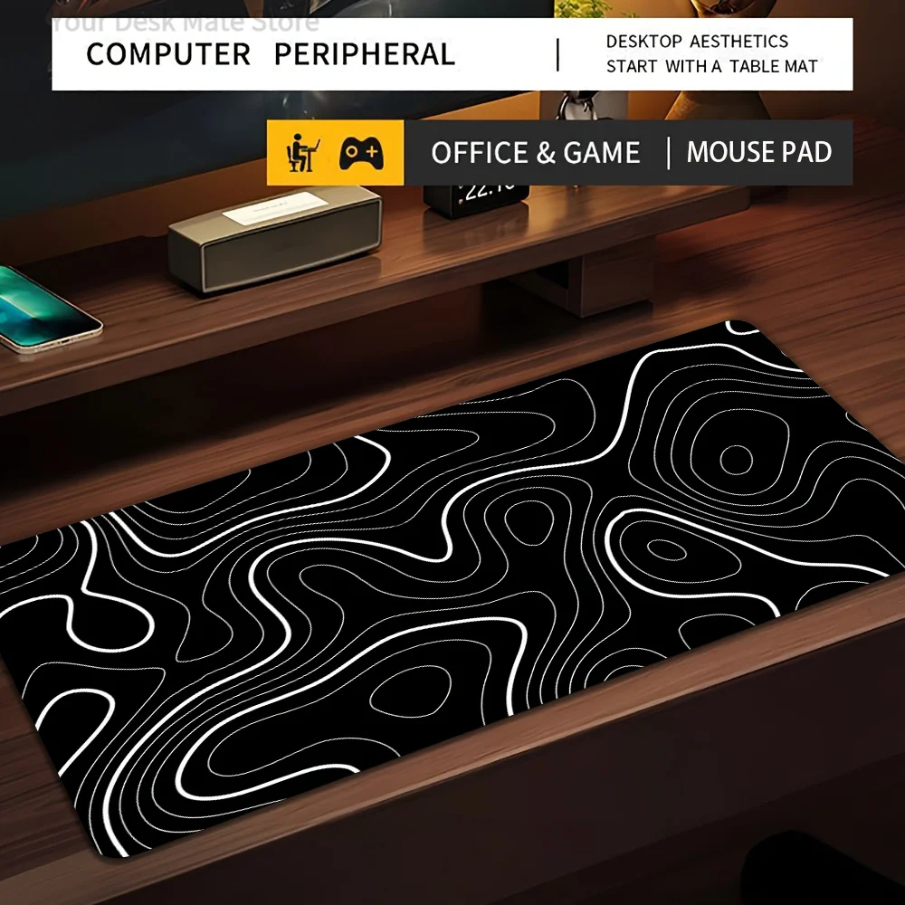 Tapis de souris grand format à motif artistique dégradé, antidérapant, durable, avec bords cousus, accessoires PC, tapis de souris gaming