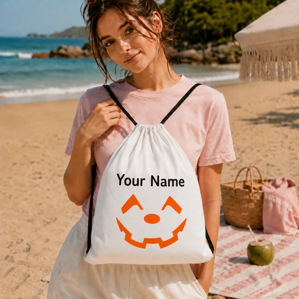 Personalized Trick Or Treat Drawstring Bag Custom Name Halloween Candy Backpack Kids Halloween Party Gift Sack