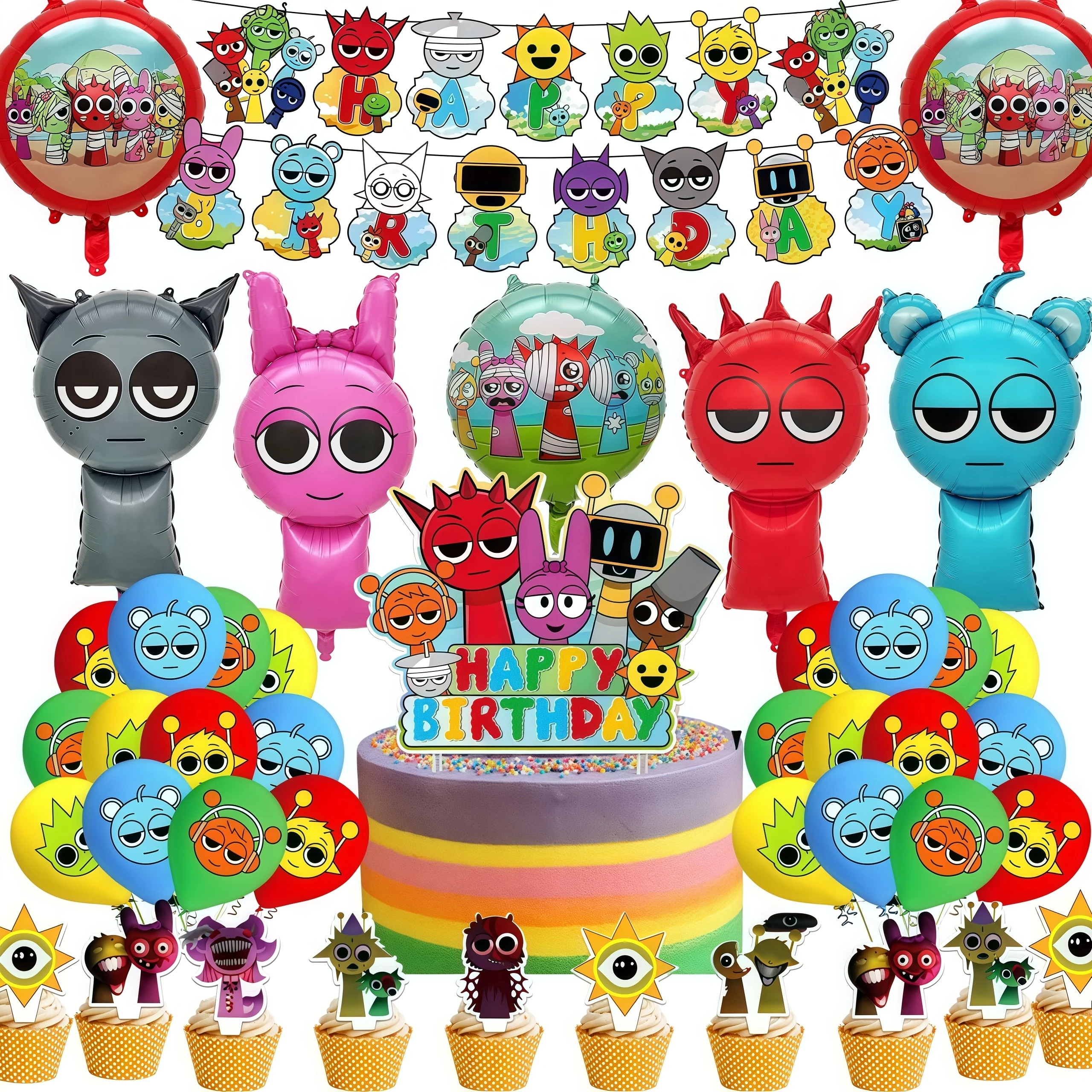 Sprunkies Ballon-Set, Sprunkies, Geburtstagsdekoration, Party, Sprunki, Geburtstag, Globos, Luftballons, Babyparty, Partyzubehör, Gefälligkeiten