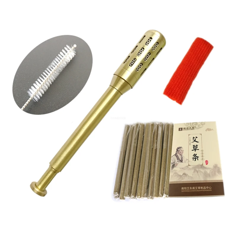 Pure copper warm moxibustion stick facial facial cosmetic moxibustion appliances medium size 7mm smokeless moxibustion stick