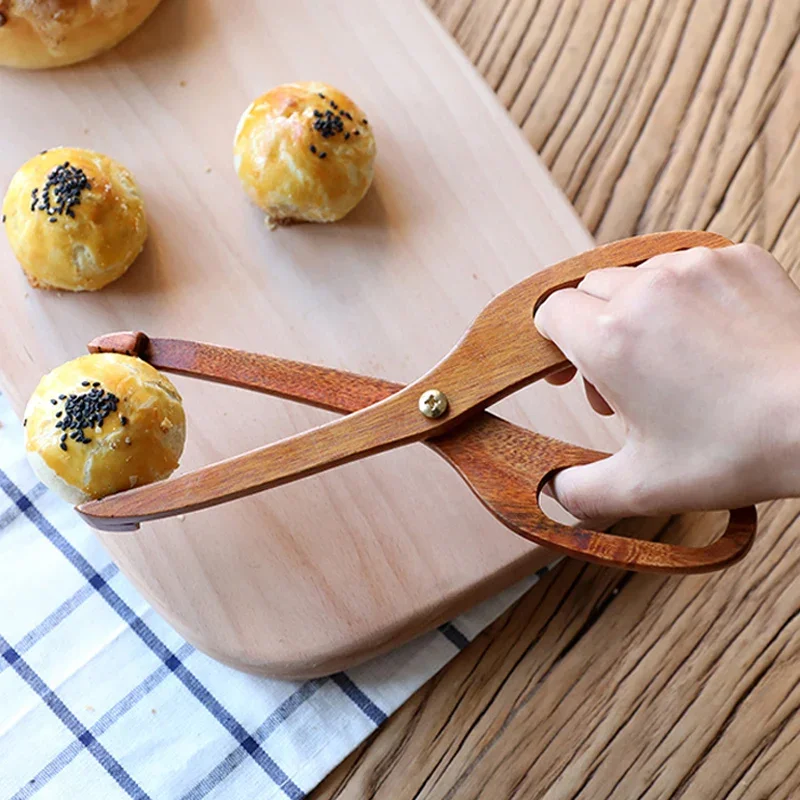 Wooden Tongs Kitchen Food Tweezers Scissor Tongs Barbecue Cooking Tongs Bread Toast Meat Salad Clamp Wood Kitchen Accessories