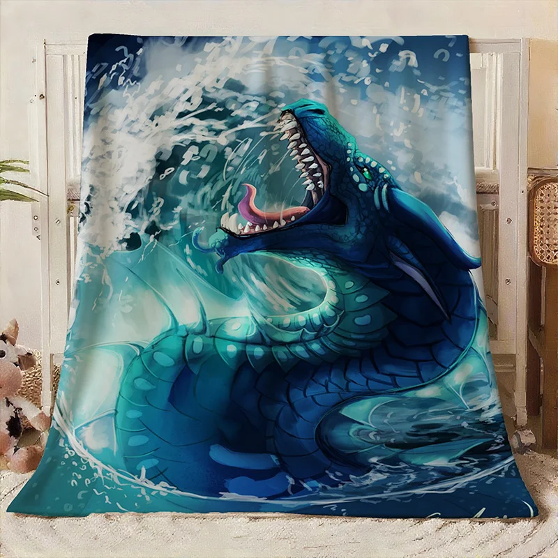 Wings of Fire Behemoth Blanket - Soft Flannel Dragon & Sea Design Bedspread, All-Season Couch Throw for, Gift for Fans, Cozy Bed