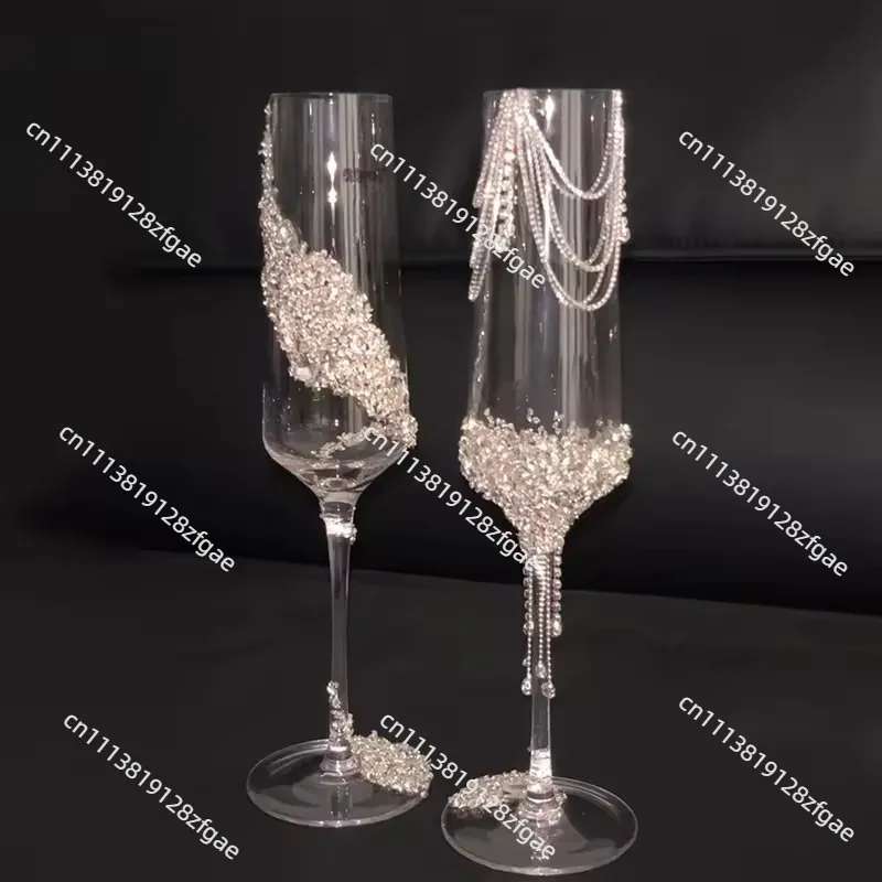 DIY Champagne Glasses for Toasting, Engagement and Wedding Gifts, Including Material Kits and A Pair of Wine Glasses
