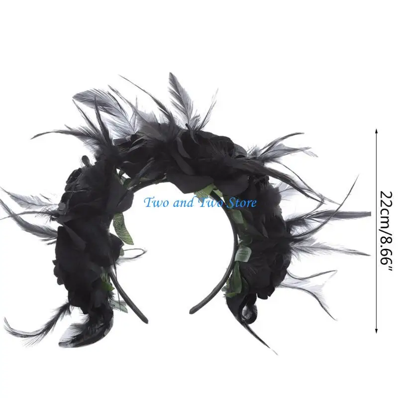 HX6F موضة متعددة الألوان مقلد زهرة شكل الشعر هوب هالوين عقال مرحلة حفل زفاف النساء التصميم عقال #6