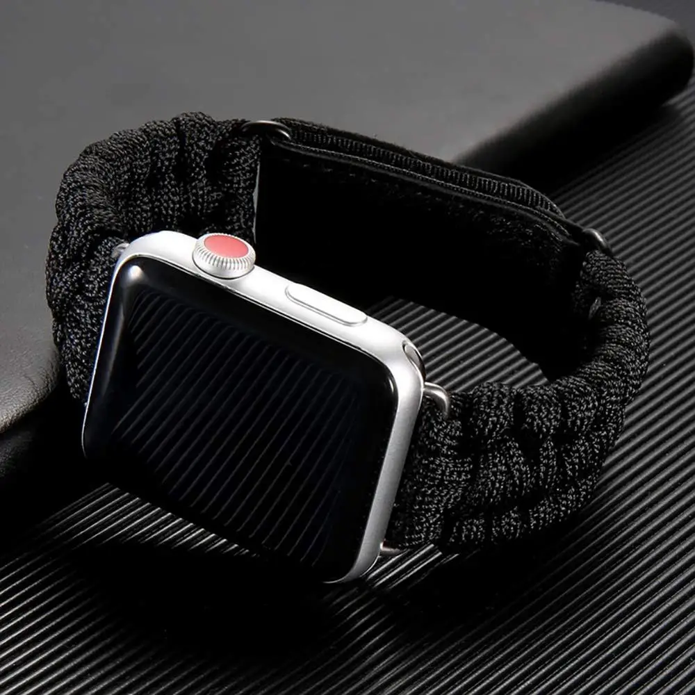 Survival Rope Strap For Apple Watch Band 44mm 40mm 42mm 38mm Outdoors Leather Clasp Belt Bracelet iWatch Series 3 4 5 Se 6 Band