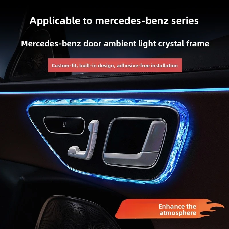 Для Mercedes-Benz W213 W205 X253 GLC300L C260L E300L S-класса: Декоративная рамка с кристальной подсветкой для дверей, аксессуары для интерьера