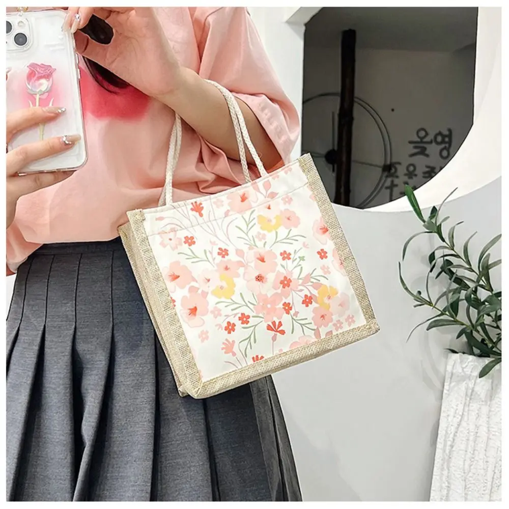 Simple Cotton Linen Cloth Canvas Handbag With Button/Zipper Reusable Picnic Breakfast Bag Book Handbags College Student