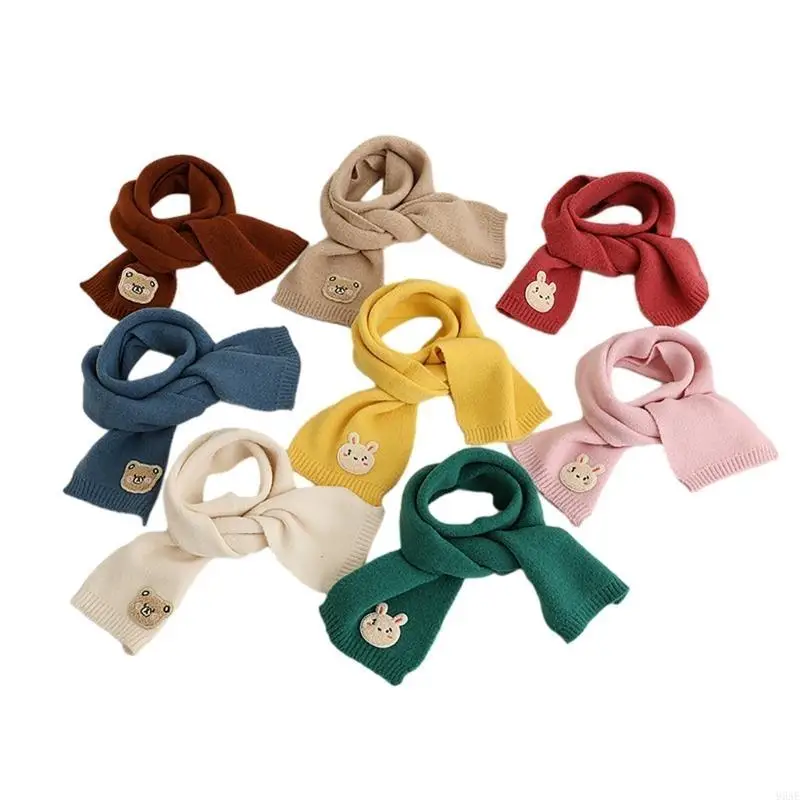 95AE Cartoon Neckerchief Winter Scarves for Kids Toddlers Infant Soft Scarf Thickened Neck Cover Windproof Warm Scarf