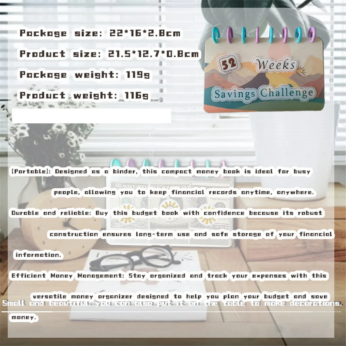 Budget Book 52 Week Binder Saving Challenge Reusable Cash Planner Envelope Fun Money-Saving Organizer