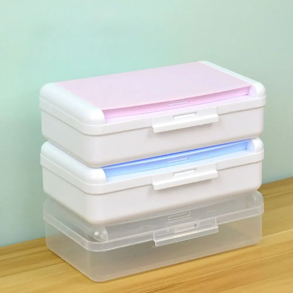 Double Layer Pencil Box Large Capacity with Snap-tight Lid Organizer Box Plastic Stackable Storage Box