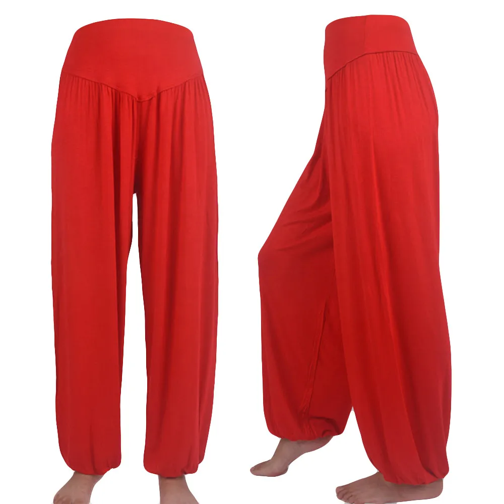 Female Elastic High Waist Loose Casual Cotton Comfortable And Breathable Colorful Yoga Sports Dance Thin Pleated Harlen Pants