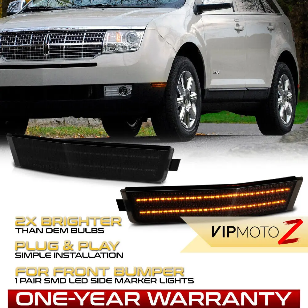 

Front Smoked Lens LED Amber Side Marker Lights Lamps For 2007-2010 Lincoln MKX