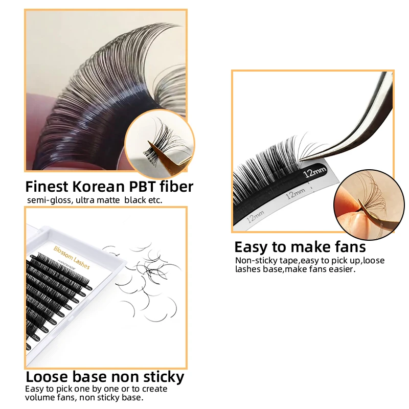 12 Rijen Faux Lash Individuele Valse Wimpers Professionals Zijde Natuurlijke Russische Volume Klassieke Wimper Verlenging Benodigdheden