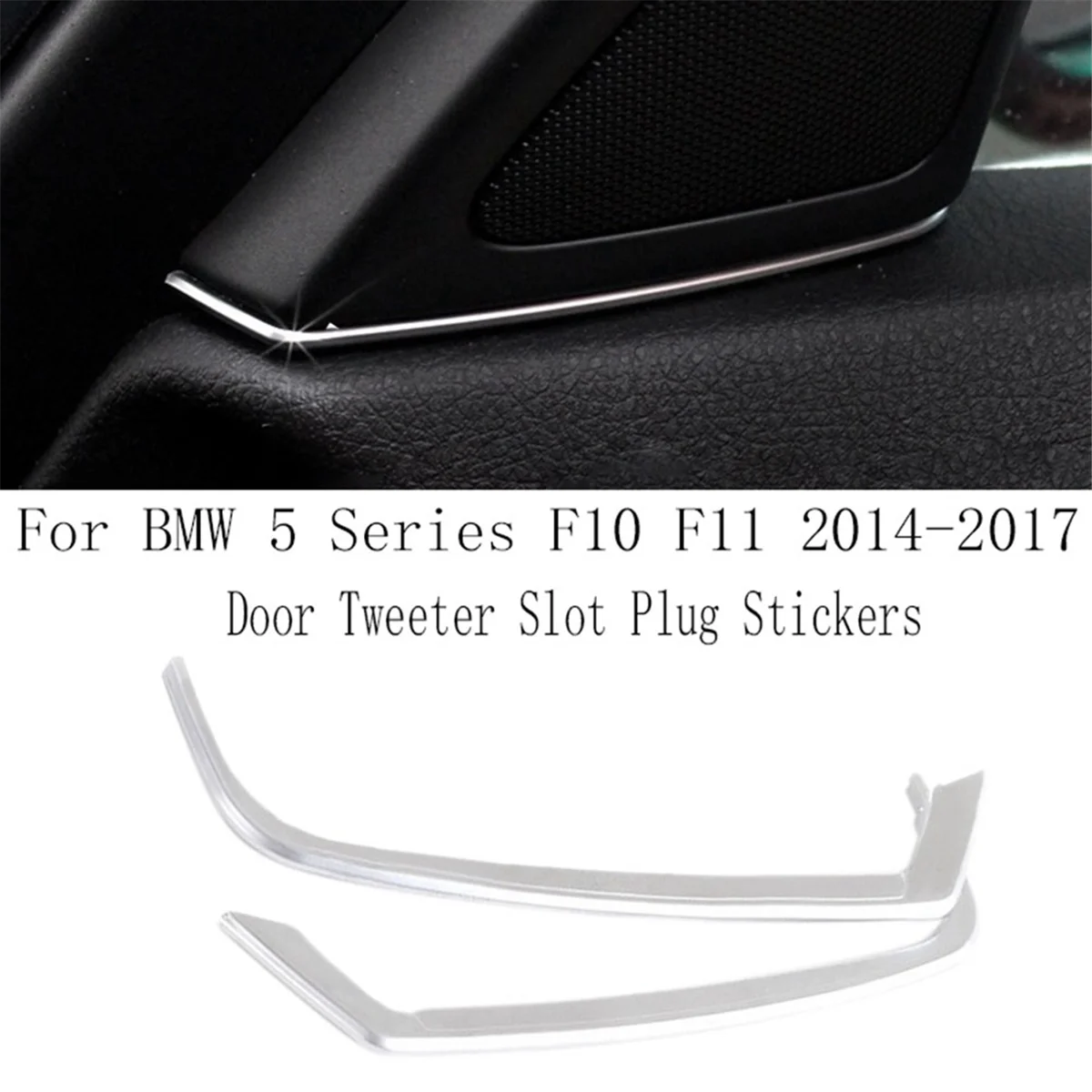 2Pcs Door Tweeter Slot Plug Stickers for BMW 5 Series F10 F11 2014-2017 ABS Chrome Door Speakers Frame